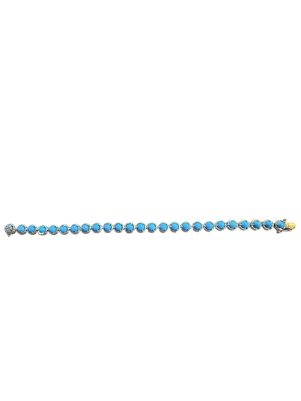 Sterling Silver and Turquoise Cabochon Women’s Tennis Bracelet 8” - Picture 2 of 11